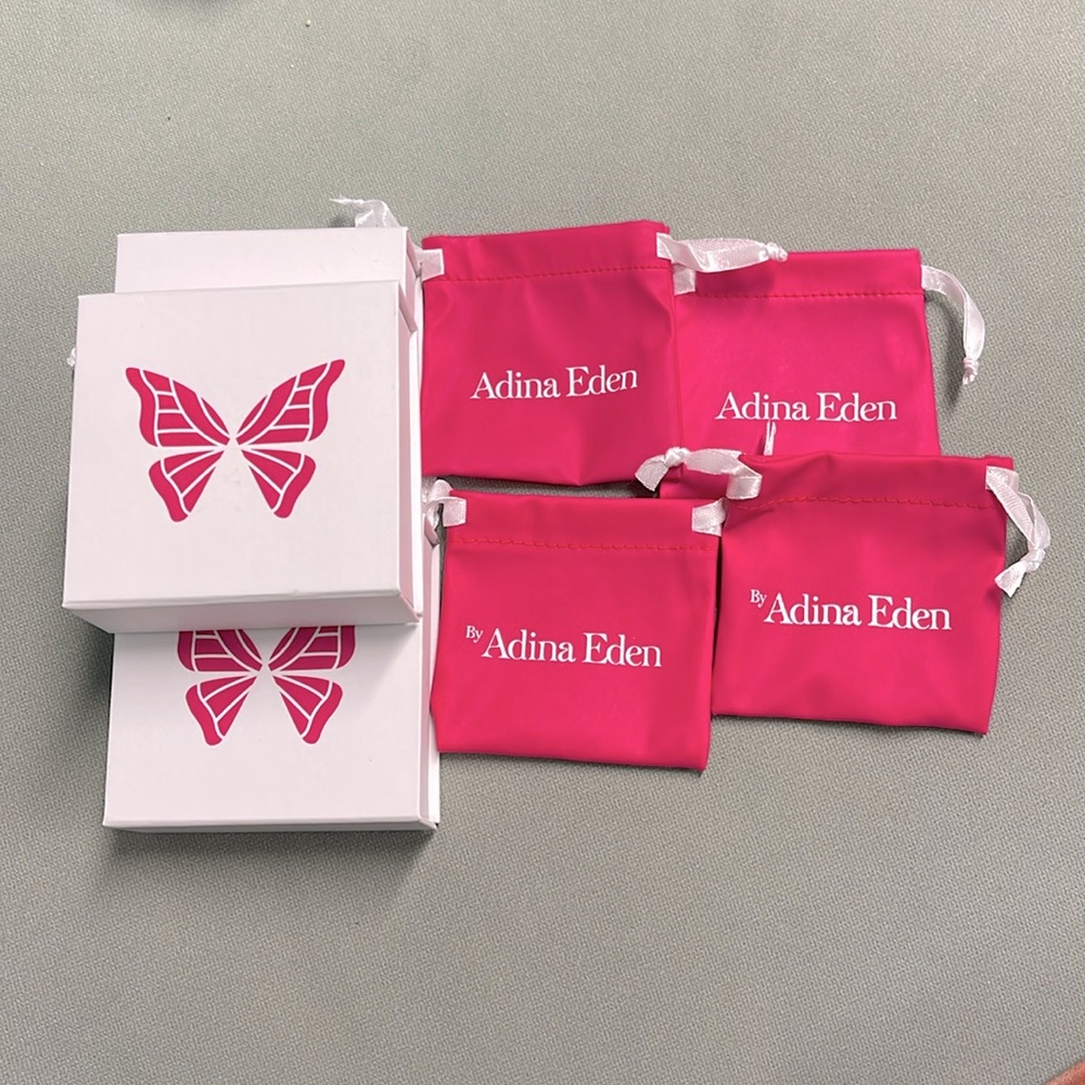 NIB ADINA EDEN BUNDLE OF 4 PINK POUCHES & 3 GIFT BOXES EACH WITH A POUCH INSIDE